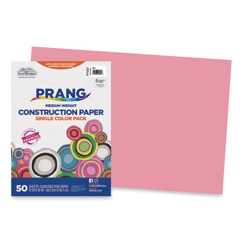 Image of Prang® SunWorks Construction Paper, 50 lb Text Weight, 12 x 18, Pink, 50/Pack