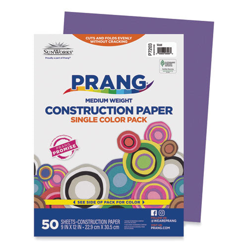 Image of Prang® SunWorks Construction Paper, 50 lb Text Weight, 9 x 12, Violet, 50/Pack