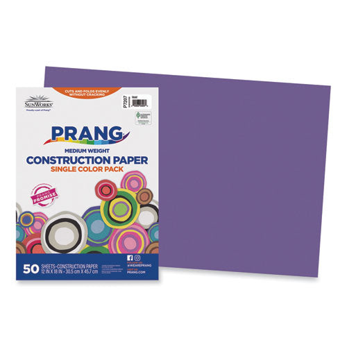 Image of Prang® SunWorks Construction Paper, 50 lb Text Weight, 12 x 18, Violet, 50/Pack