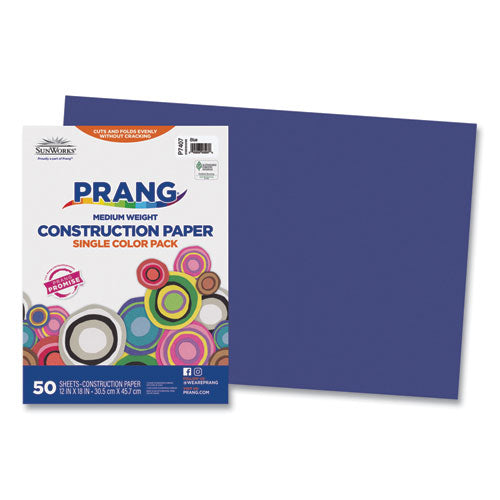 Image of Prang® SunWorks Construction Paper, 50 lb Text Weight, 12 x 18, Blue, 50/Pack