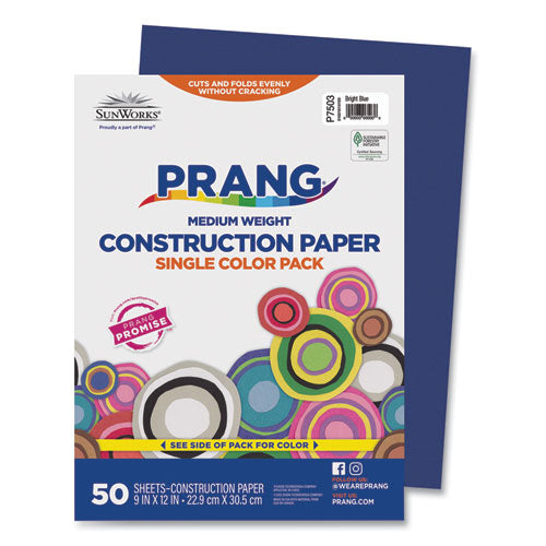 Image of Prang® SunWorks Construction Paper, 50 lb Text Weight, 9 x 12, Bright Blue, 50/Pack