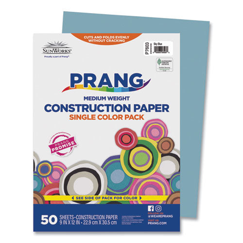 Image of Prang® SunWorks Construction Paper, 50 lb Text Weight, 9 x 12, Sky Blue, 50/Pack
