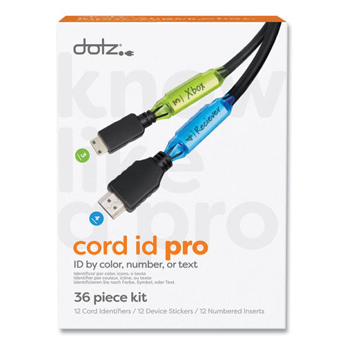 Image of dotz® Cord ID PRO, (12) Cable Identifiers, (12) Device Stickers, (12) Customizable Inserts