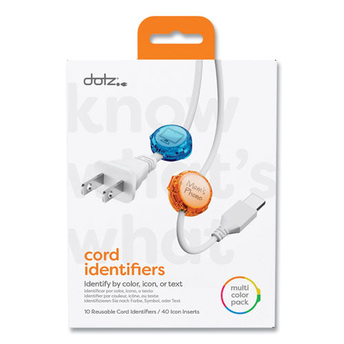 Image of dotz® Cord ID, (10) Multi-Colored Identifiers, (40) Punch Out Icons