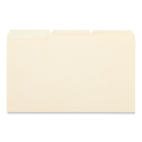 Image of Universal® Double-Ply Top Tab Manila File Folders, 1/3-Cut Tabs: Assorted, Legal Size, 0.75" Expansion, Manila, 100/Box