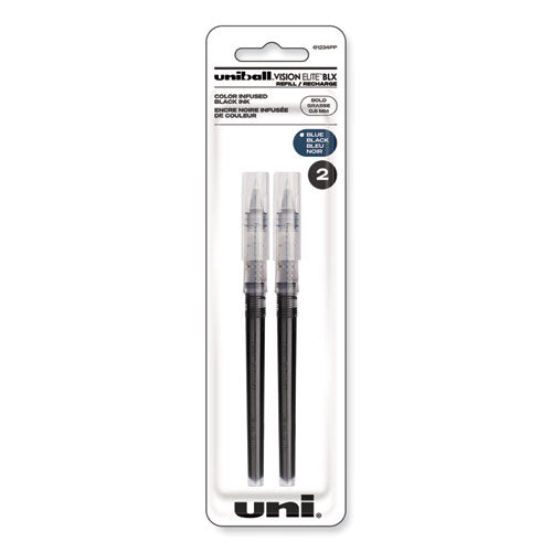 Image of uniball® Refill For Vision Elite Roller Ball Pens, Bold Conical Tip, Assorted Ink Colors, 2/pack