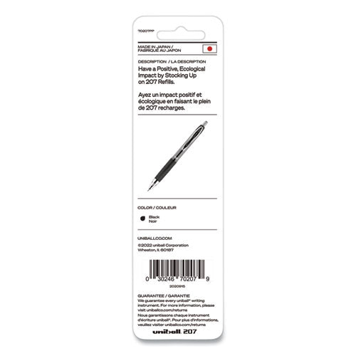 Image of uniball® Refill For Signo Gel 207 Pens, Medium 0.7 Mm Conical Tip, Black Ink, 2/pack