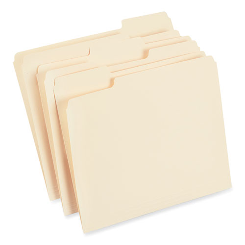 Image of Universal® Top Tab File Folders, 1/3-Cut Tabs: Assorted, Letter Size, 0.75" Expansion, Manila, 250/Box