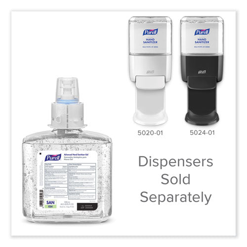 Image of PURELL® Advanced Hand Sanitizer Gel Refill, 1,200 mL, Clean Scent, For ES4 Dispensers, 2/Carton