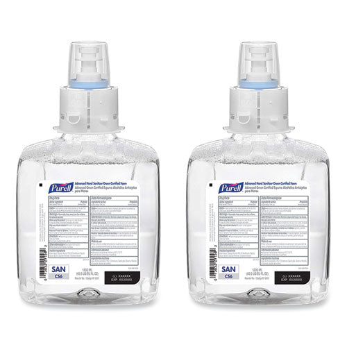 Image of PURELL® Advanced Hand Sanitizer Green Certified Foam Refill, For CS6 Dispensers, 1,200 mL, Fragrance-Free, 2/Carton