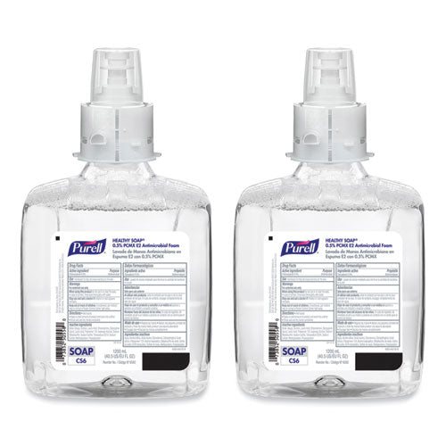 Image of PURELL® HEALTHY SOAP 0.5% PCMX E2 Antimicrobial Foam Refill, For CS6 Dispensers, Fragrance-Free, 1,200 mL, 2/Carton