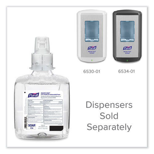 Image of PURELL® HEALTHY SOAP 0.5% PCMX E2 Antimicrobial Foam Refill, For CS6 Dispensers, Fragrance-Free, 1,200 mL, 2/Carton
