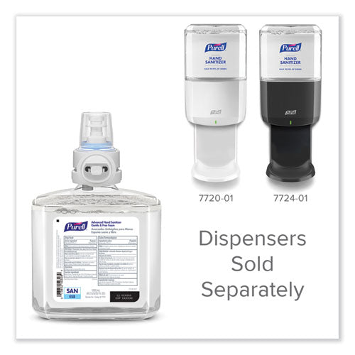 Image of PURELL® Advanced Hand Sanitizer Gentle and Free Foam, 1,200 mL Refill, Fragrance-Free, For ES8 Dispensers, 2/Carton