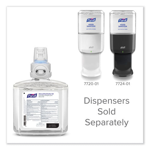 Image of PURELL® Advanced Hand Sanitizer Gel Refill, 1,200 mL, Clean Scent, For ES8 Dispensers, 2/Carton