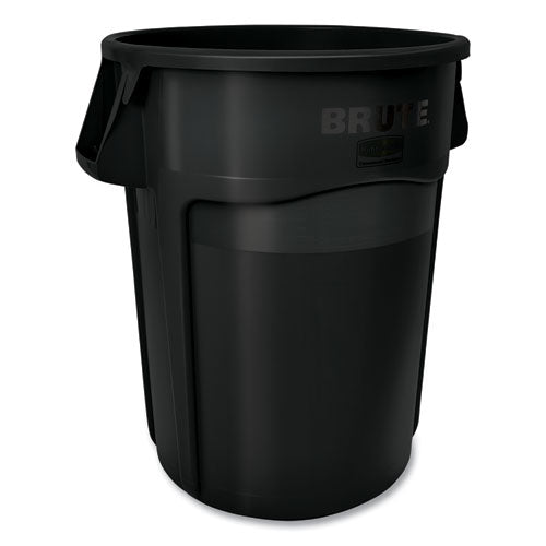 Image of Rubbermaid® Commercial Vented Round Brute Container, 44 gal, Plastic, Black