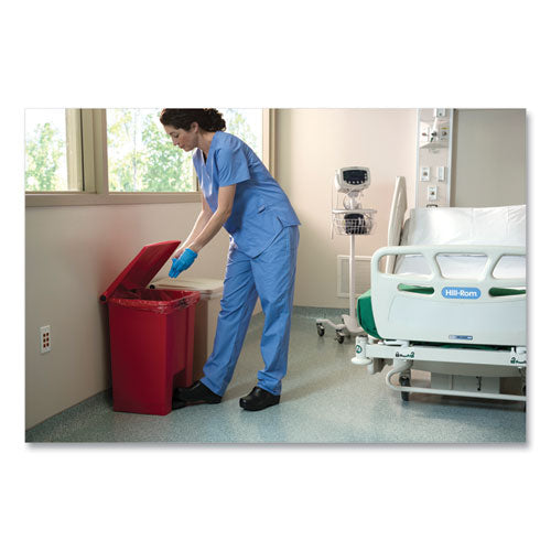 Image of Rubbermaid® Commercial Indoor Utility Step-On Waste Container, 18 gal, Plastic, Red