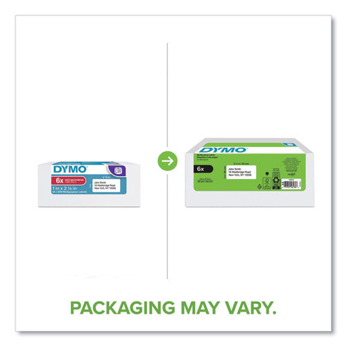 Image of DYMO® LW Multipurpose Labels, 1" x 2.13", White, 500 Labels/Roll, 6 Rolls/Pack