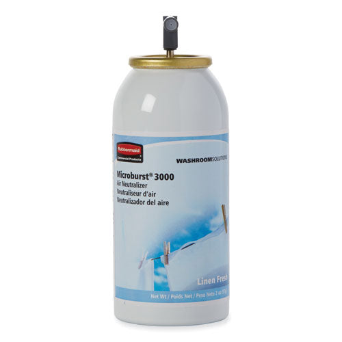 Image of Rubbermaid® Commercial Microburst 3000 Refill, Linen Fresh, 2 Oz Aerosol Spray, 12/carton