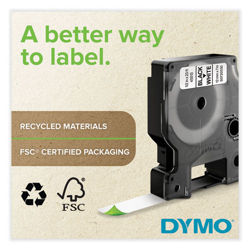 Image of DYMO® D1 High-Performance Polyester Removable Label Tape, 0.5" X 23 Ft, Black On Clear