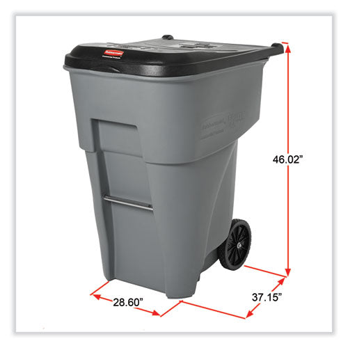 Image of Rubbermaid® Commercial Brute Roll-Out Heavy-Duty Container, 95 gal, Polyethylene, Gray