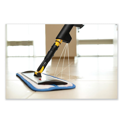 Image of Rubbermaid® Commercial HYGEN Pulse Microfiber Spray Mop System, 17" Wide Microfiber Head, 52" Yellow Plastic Handle