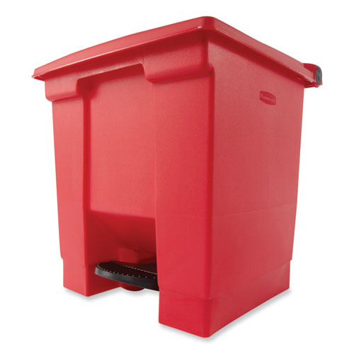 Image of Rubbermaid® Commercial Indoor Utility Step-On Waste Container, 8 gal, Plastic, Red