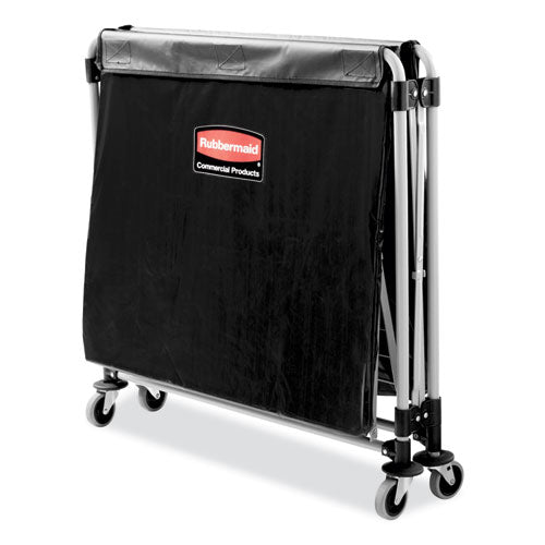 Image of Rubbermaid® Commercial One-Compartment Collapsible X-Cart, Synthetic Fabric, 9.96 cu ft Bin, 24.1" x 35.7" x 34", Black/Silver
