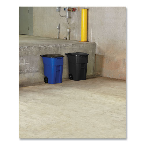 Image of Rubbermaid® Commercial Square Brute Rollout Container, 50 gal, Molded Plastic, Blue