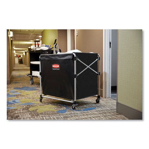 Image of Rubbermaid® Commercial One-Compartment Collapsible X-Cart, Synthetic Fabric, 9.96 cu ft Bin, 24.1" x 35.7" x 34", Black/Silver