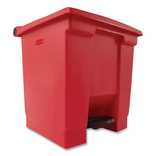 Image of Rubbermaid® Commercial Indoor Utility Step-On Waste Container, 8 gal, Plastic, Red
