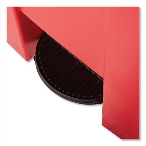 Image of Rubbermaid® Commercial Indoor Utility Step-On Waste Container, 18 gal, Plastic, Red