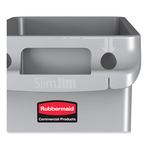 Image of Rubbermaid® Commercial Slim Jim with Venting Channels, 23 gal, Plastic, Gray