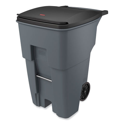 Image of Rubbermaid® Commercial Brute Roll-Out Heavy-Duty Container, 95 gal, Polyethylene, Gray