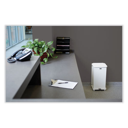 Image of Rubbermaid® Commercial Defenders Heavy-Duty Steel Step Can, 13 gal, Steel, White