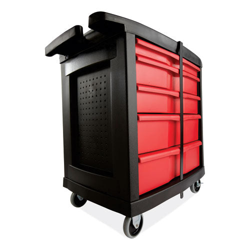 Image of Rubbermaid® Commercial Five-Drawer Mobile Workcenter, 32.63w x 19.9d x 33.5h, Black Plastic Top
