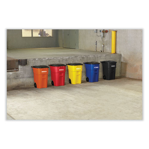 Image of Rubbermaid® Commercial Square Brute Rollout Container, 50 gal, Molded Plastic, Blue