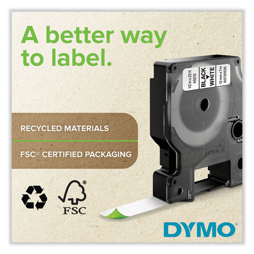 Image of DYMO® D1 Standard Labels, 0.5" x 23 ft, Black Print on White Tape, 6/Pack