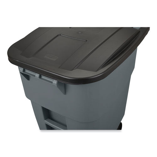 Image of Rubbermaid® Commercial Square Brute Rollout Container, 50 gal, Molded Plastic, Gray