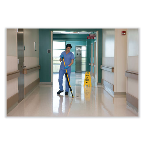 Image of Rubbermaid® Commercial HYGEN Pulse Microfiber Spray Mop System, 17" Wide Microfiber Head, 52" Yellow Plastic Handle