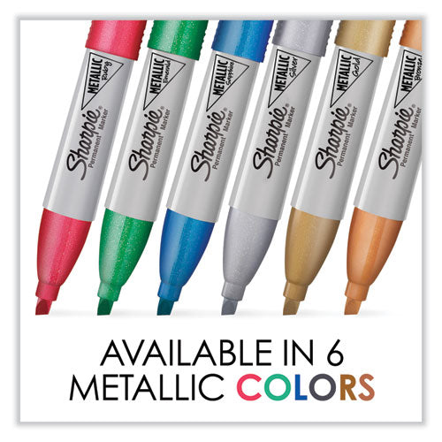 Image of Sharpie® Metallic Chisel Tip Permanent Marker, Medium Chisel Tip, Assorted, 6/pack