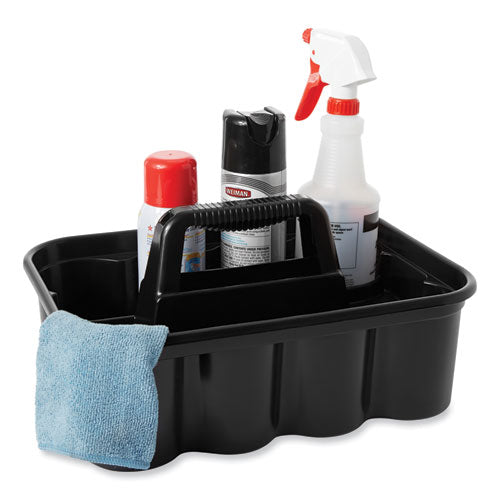 Image of Rubbermaid® Commercial Commercial Deluxe Carry Caddy, Eight Compartments, 15 x 7.4, Black