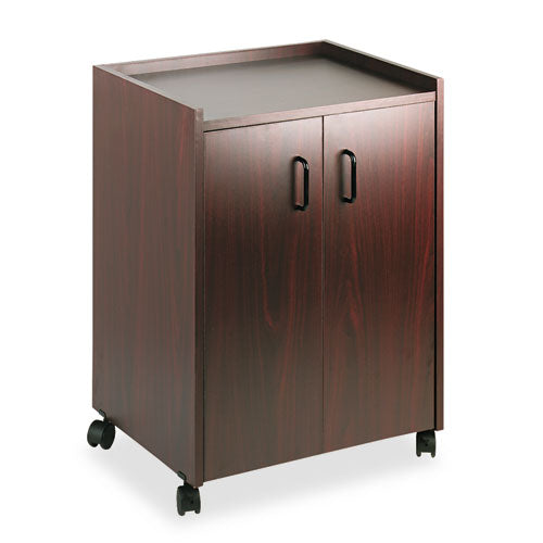 Image of Safco® Mobile Refreshment Center, Engineered Wood, 3 Shelves, 23" x 18" x 31", Mahogany