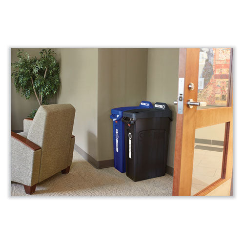 Image of Rubbermaid® Commercial Slim Jim with Venting Channels, 23 gal, Plastic, Black