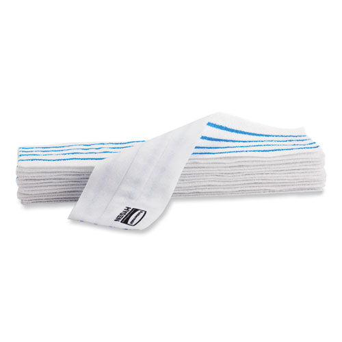 Image of Rubbermaid® Commercial HYGEN Disposable Microfiber Pad, 4.75 x 19, White/Blue Stripe, 50/Pack, 3 Packs/Carton