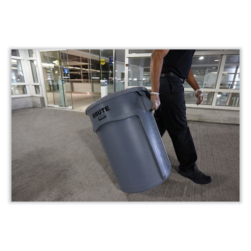Image of Rubbermaid® Commercial Vented Round Brute Container, 55 gal, Plastic, Gray