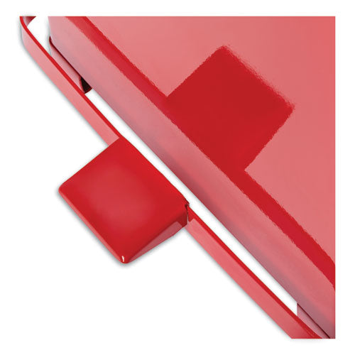 Image of Rubbermaid® Commercial Defenders Heavy-Duty Steel Step Can, 4 gal, Steel, Red