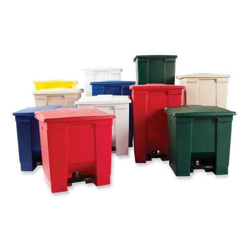 Image of Rubbermaid® Commercial Indoor Utility Step-On Waste Container, 8 gal, Plastic, Red