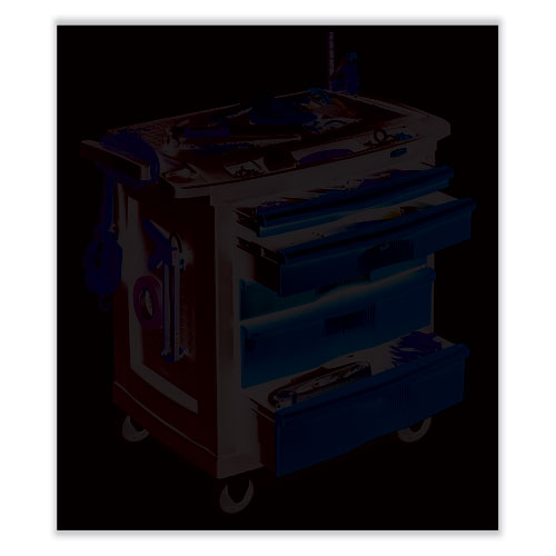 Image of Rubbermaid® Commercial Five-Drawer Mobile Workcenter, 32.63w x 19.9d x 33.5h, Black Plastic Top