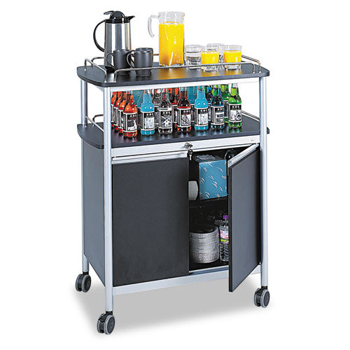 Image of Safco® Mobile Beverage Cart, Plastic, 4 Shelves, 33.5" x 21.75" x 43", Black