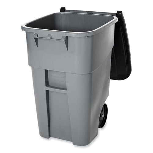 Image of Rubbermaid® Commercial Square Brute Rollout Container, 50 gal, Molded Plastic, Gray